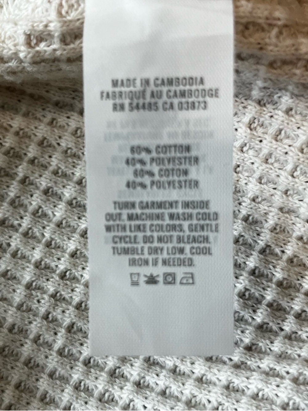 aerie NWOT Cream Waffle Knit Long Sleeve Top - Picture 9 of 10